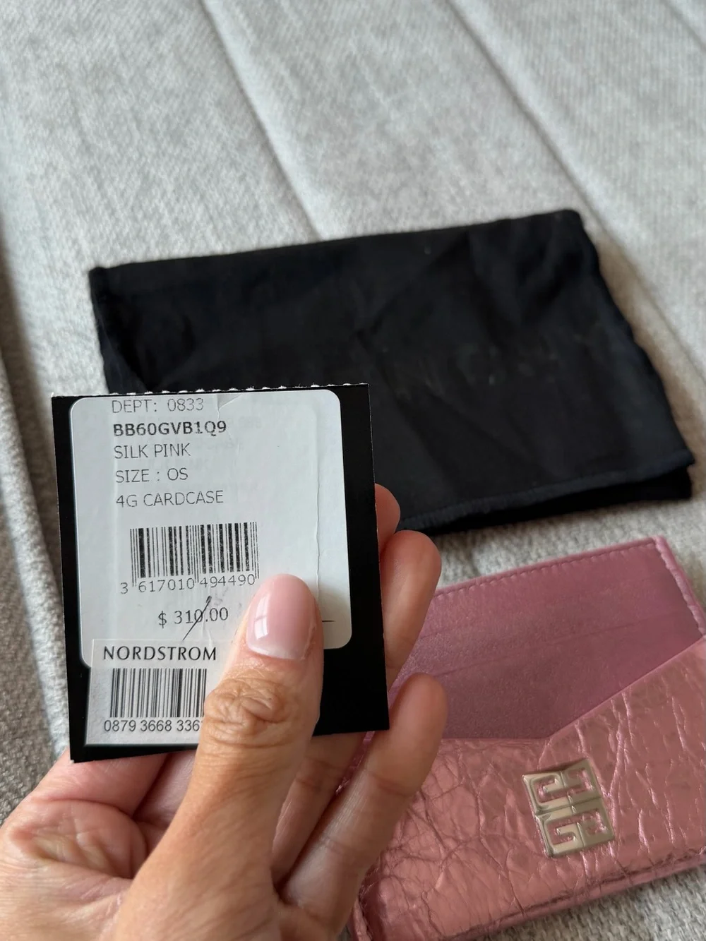 Givenchy Metallic Pink Leather Card Holder with Key Ring